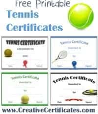 tennis certificate template free
