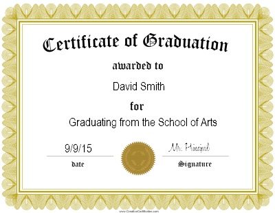 Gold Certificate of graduation certificate
