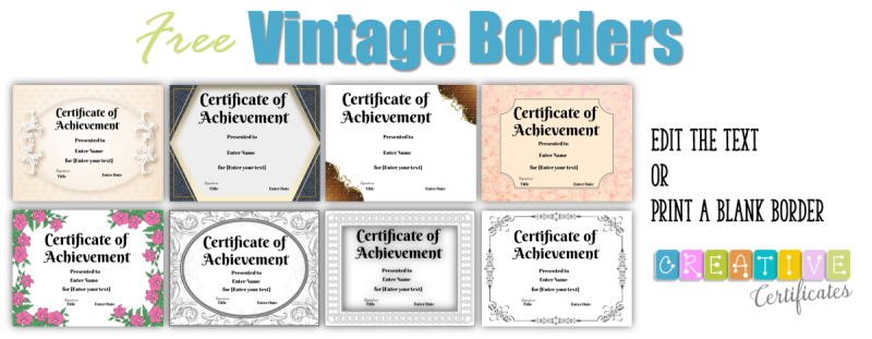 Vintage Borders that you can customize and print on this site